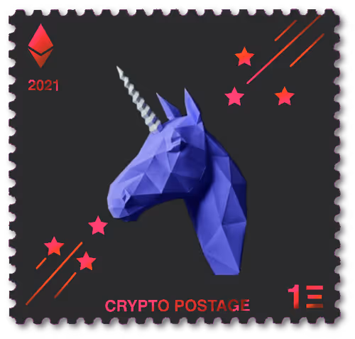 Unicorn on matte black #4 - CryptoStamp NFT 