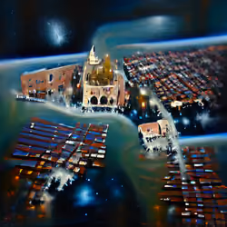 Venetian by Night: Impressionism Painting with Oil Canvas