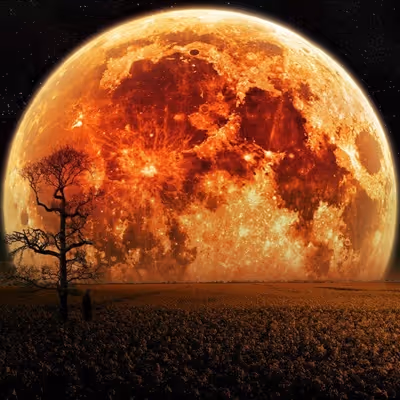 Moon starry sky