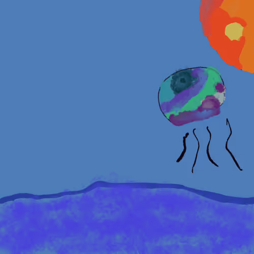くらいよるあさをまつクラゲ Jellyfish waiting for the morning after a dark night 