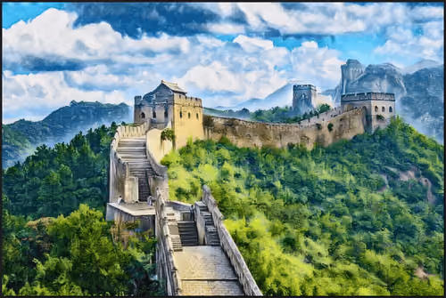 The Great Wall of China watercolor painting
