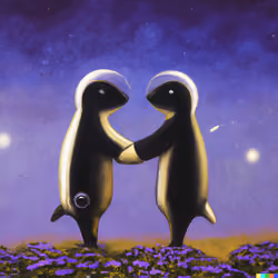 Two lonely raven astronauts