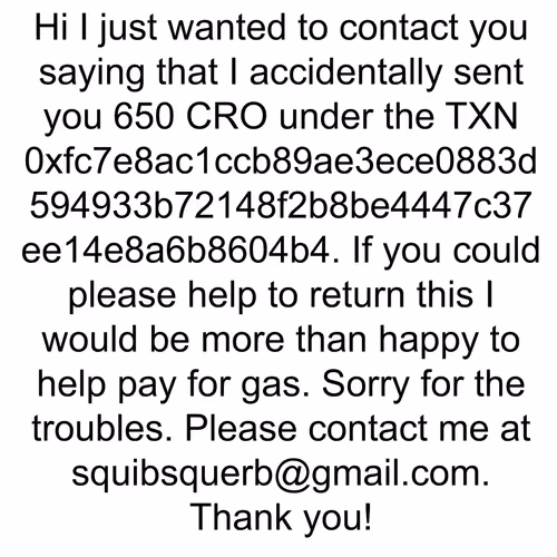 Accidentally sent you 650 CRO! 
