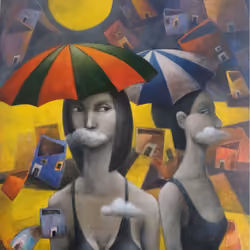 Women with umbrellas