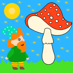 gnome and magic mushroom