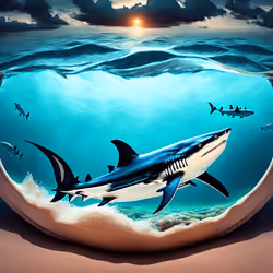 Sea shark stalks the world in the sea