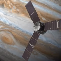 Space station in front of Jupiter