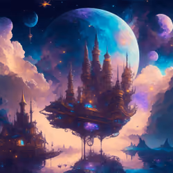 Surreal Cityscape in Ethereal Cosmos #9