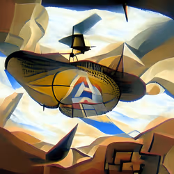 AI Cubism: Airship over Desert