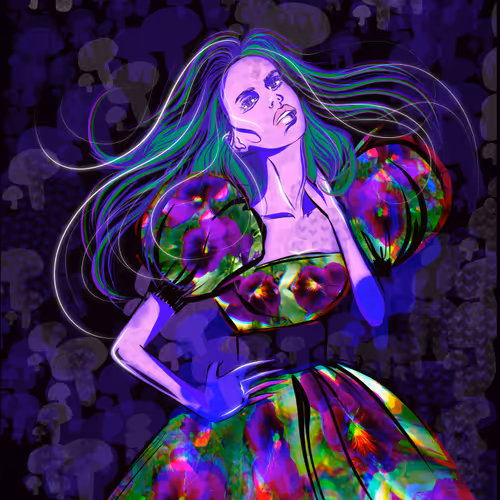 Lady in flower dress