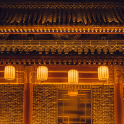 Lanterns on ancient architecture tourist attractions