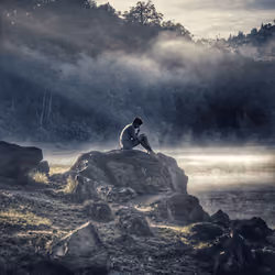Man in a lake 