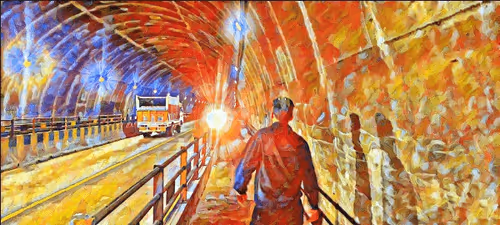 Man in a tunnel