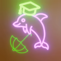 Happy Neon Dolphin #8035