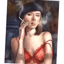 Frajder Stamp #0014 Watercolor erotic girls
