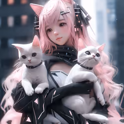 CyberPunk Neko MiMi Girl #005