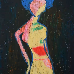 Super-duper trendy modern painting with elements of nude and portrait
