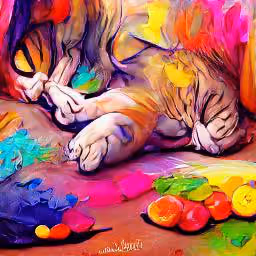 Cat and Fruits