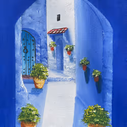 Blue narrow street in Chefchaouen