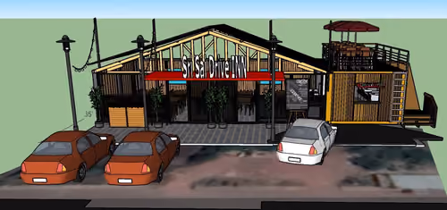 shipping container Highway Fast food Joint 800 sqft 