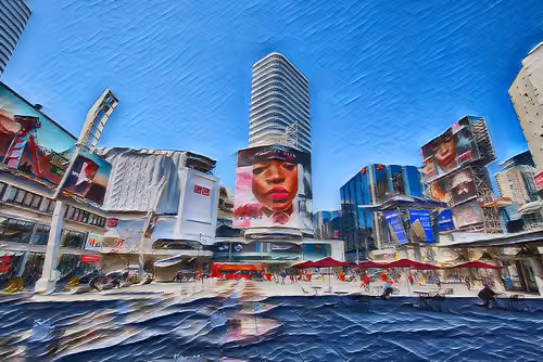 Yonge Dundas Square,  Toronto, Canada Oil Canvas Painting