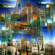 Psychedlic Art Deco City made of Glass