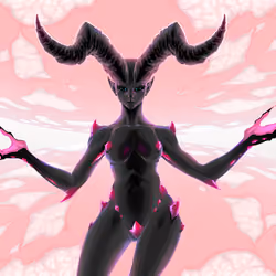 Female Devil Between Two Planets Venus and Pluto