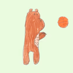 Grizzly Bear playing bassketball