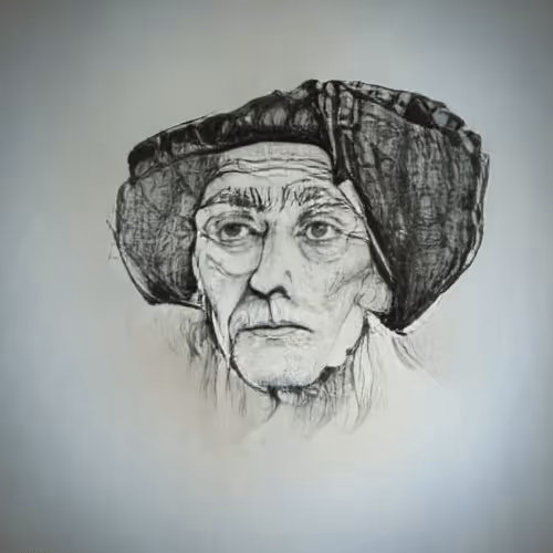 GANfolk #64 - Pen And Ink Portrait of a Wise Old Czech Woman, Ludmilla Novak
