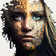 big pixels human face