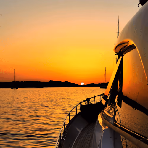sunset on a boat