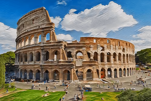 Colosseum italy- largest of its kind ever built by the Roman Empire Oil Canvas Painting