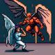 An angel fights a demon