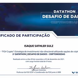 Certificado Datathon - Isaque Sathler Sulz