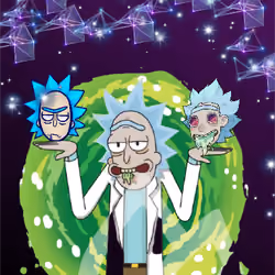 rick holding heads in the space