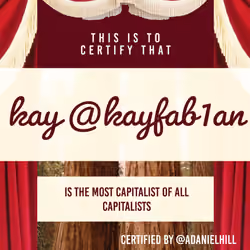 Certificate of the most capitalist of all capitalists