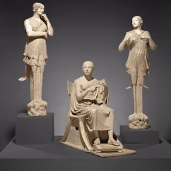 Sculptural Group of a Seated Poet and Sirens (2) with unjoined fragmentary curls (304) 76.AD.11