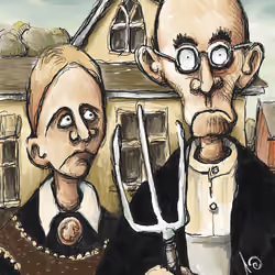 After ‘American Gothic’ by Grant Wood