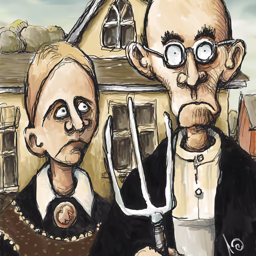 After ‘American Gothic’ by Grant Wood