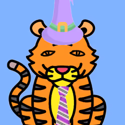 Cute Tiger with Hat and Tie #243