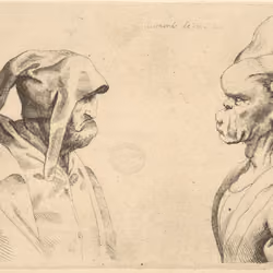 Two deformed heads facing each other 17.50.18-213