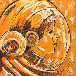 Space Girl orange stars
