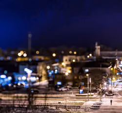 Man on Track Small Town Winter
