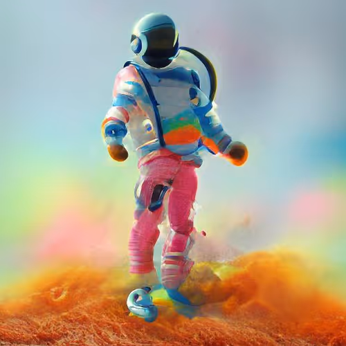 Astronaut landing on a foam planet
