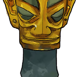 Bronze Man Head with Gold Mask