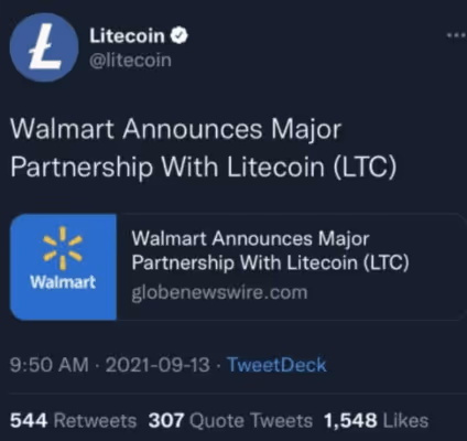 Litecoin & Walmart fake partnership .