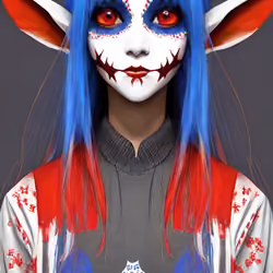 red white and blue elf Queen 