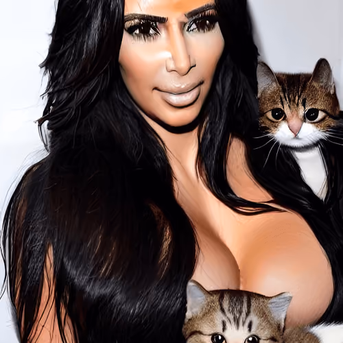 Celebs Love Cats #0045 - Kardashian Titties with Kitties