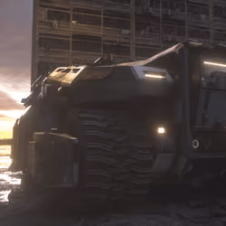 APC in Destroyed City
