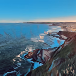 Mountains meet ocean